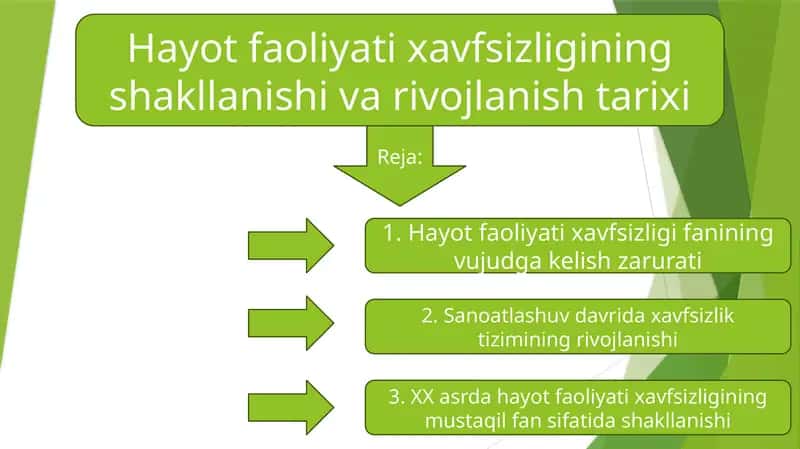 Hayot faoliyati xavfsizligi tuzilishi va rivojlanishi