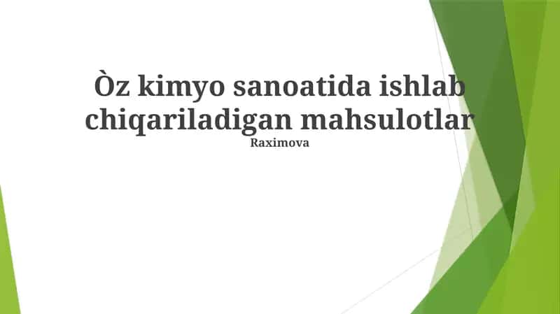 Mahsulotlar kimyo sanoati