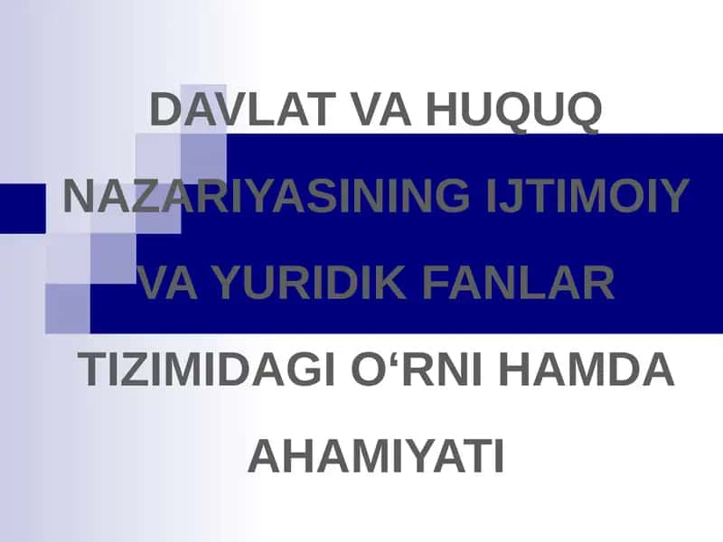 Davlat va Huquq Nazariyasi