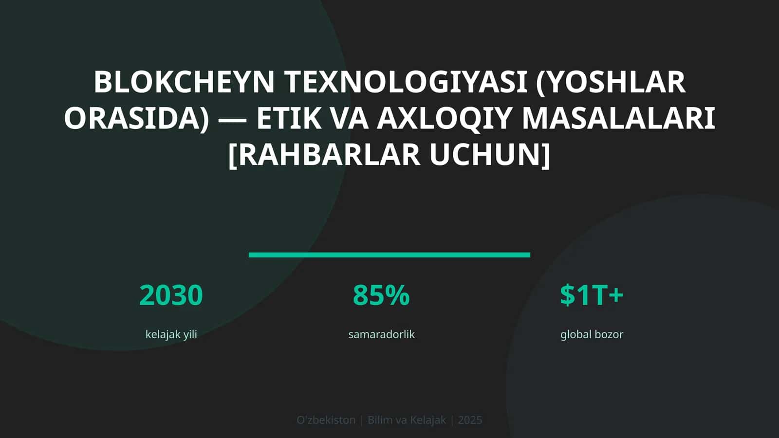 Blokcheyn Texnologiyasi (Yoshlar Orasida) — Etik va Axloqiy Masalalari [Rahbarlar Uchun]