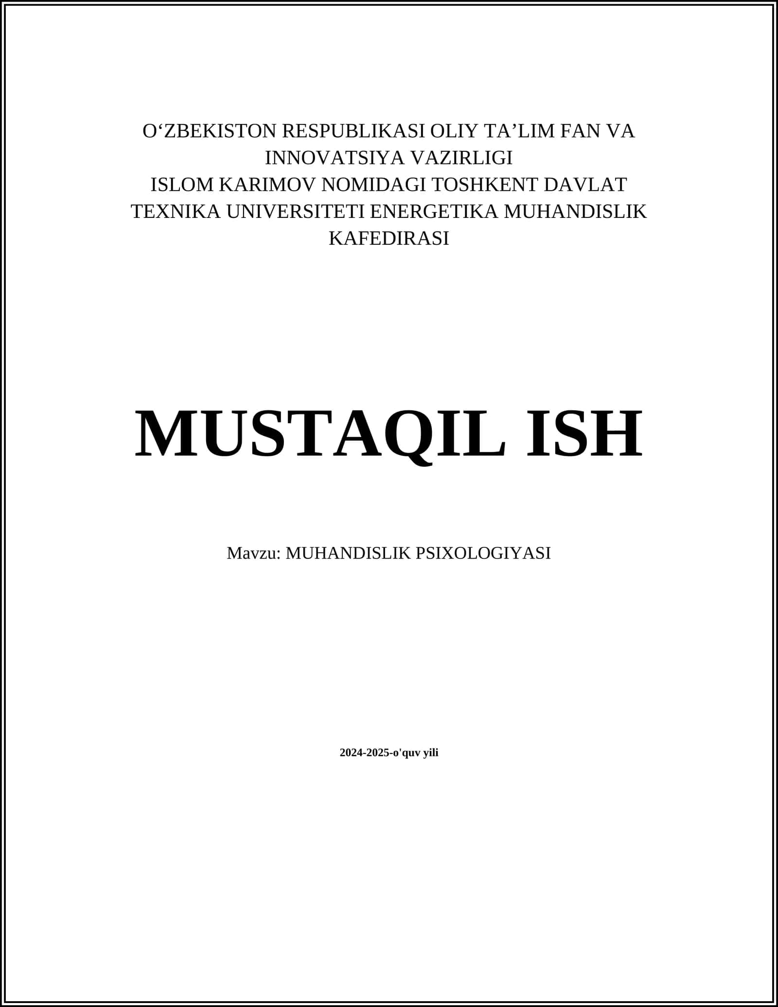 MUHANDISLIK PSIXOLOGIYASI