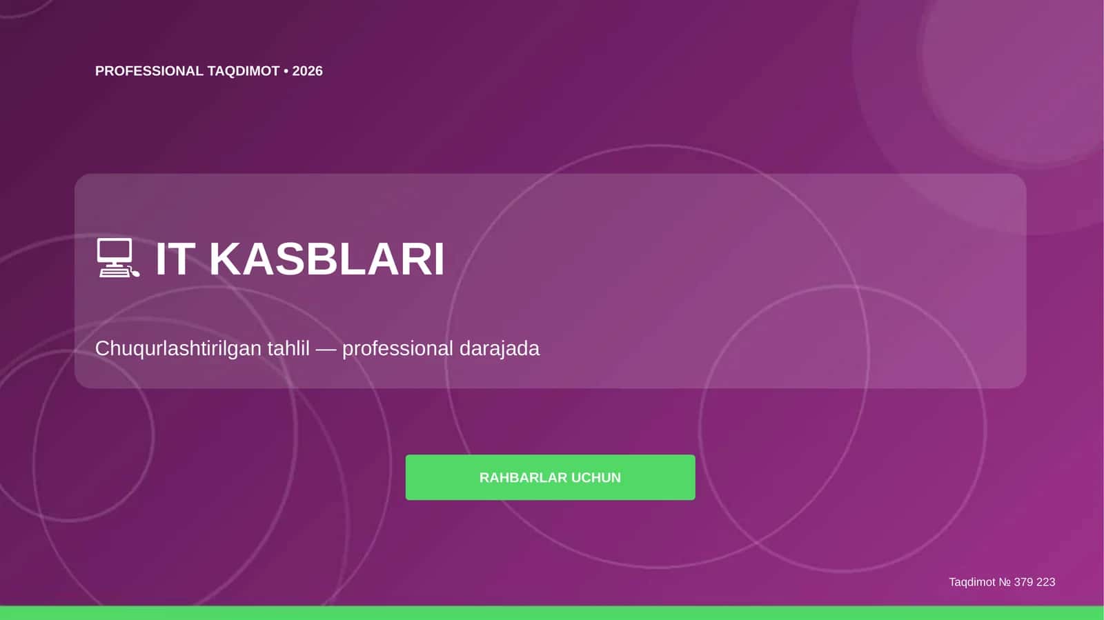 IT Kasblari: Chuqurlashtirilgan Tahlil (Professional Darajada) [Rahbarlar Uchun]