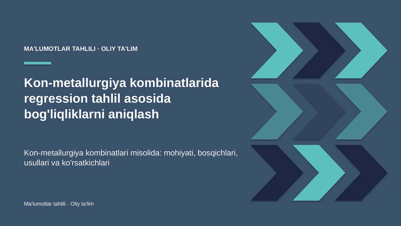 Kon-metallurgiya kombinatlarida regression tahlil asosida bog'liqliklarni aniqlash