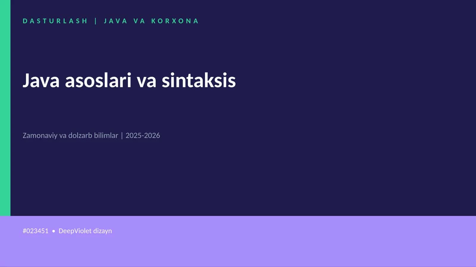Java asoslari va sintaksis