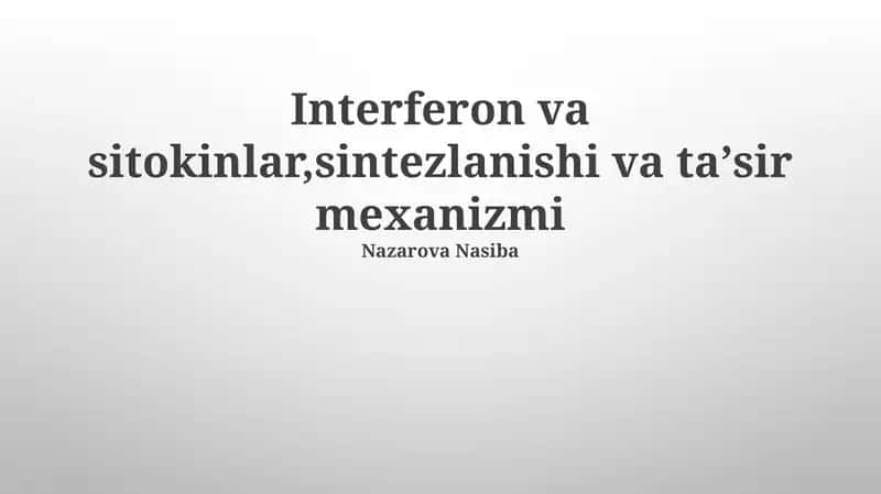 Interferonlar va Sitokinlarning Sintezi