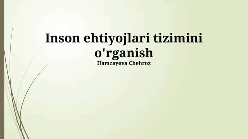 Inson ehtiyojlari tizimini o'rganish