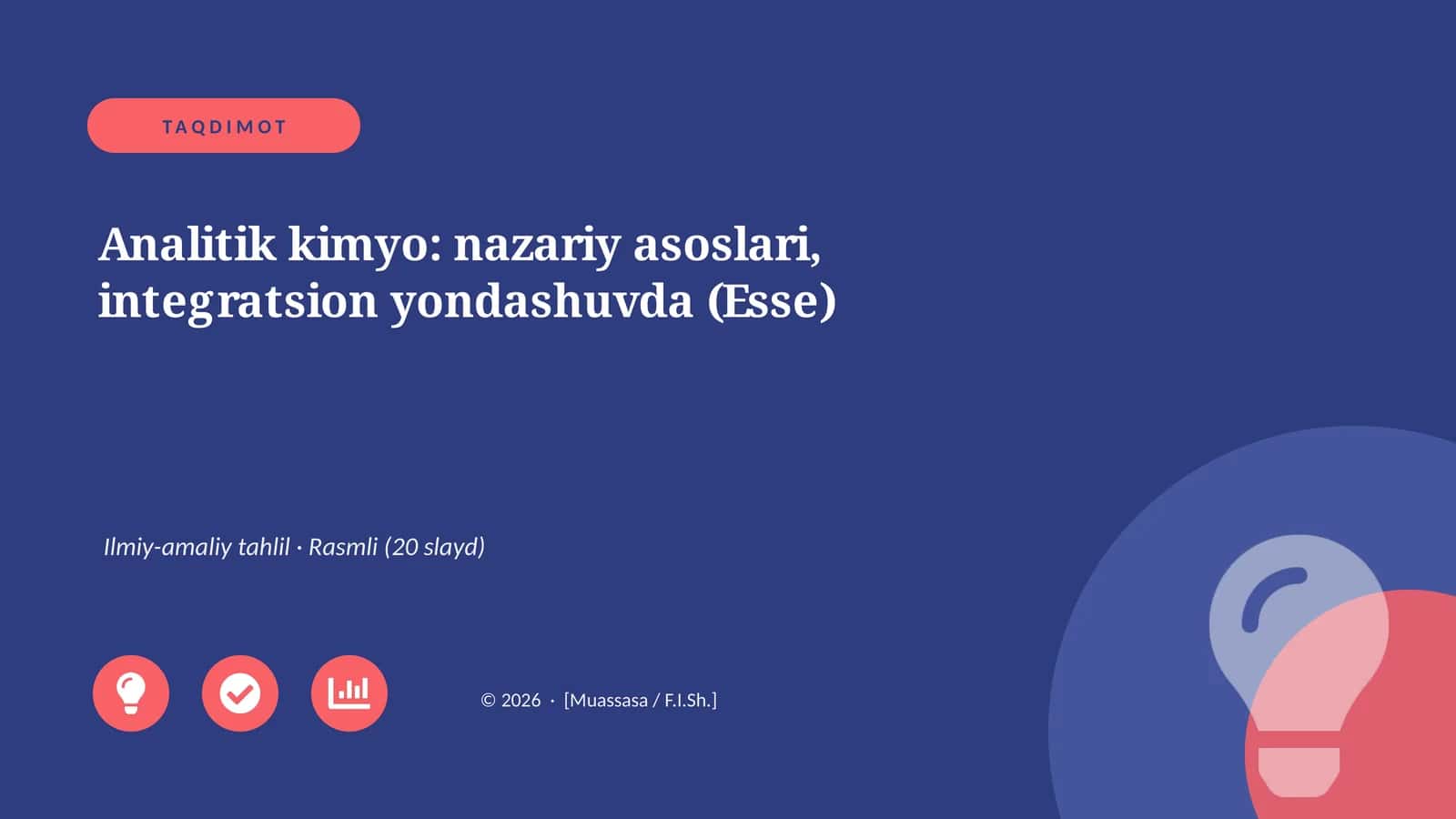 Analitik kimyo: nazariy asoslari, integratsion yondashuvda (Esse)