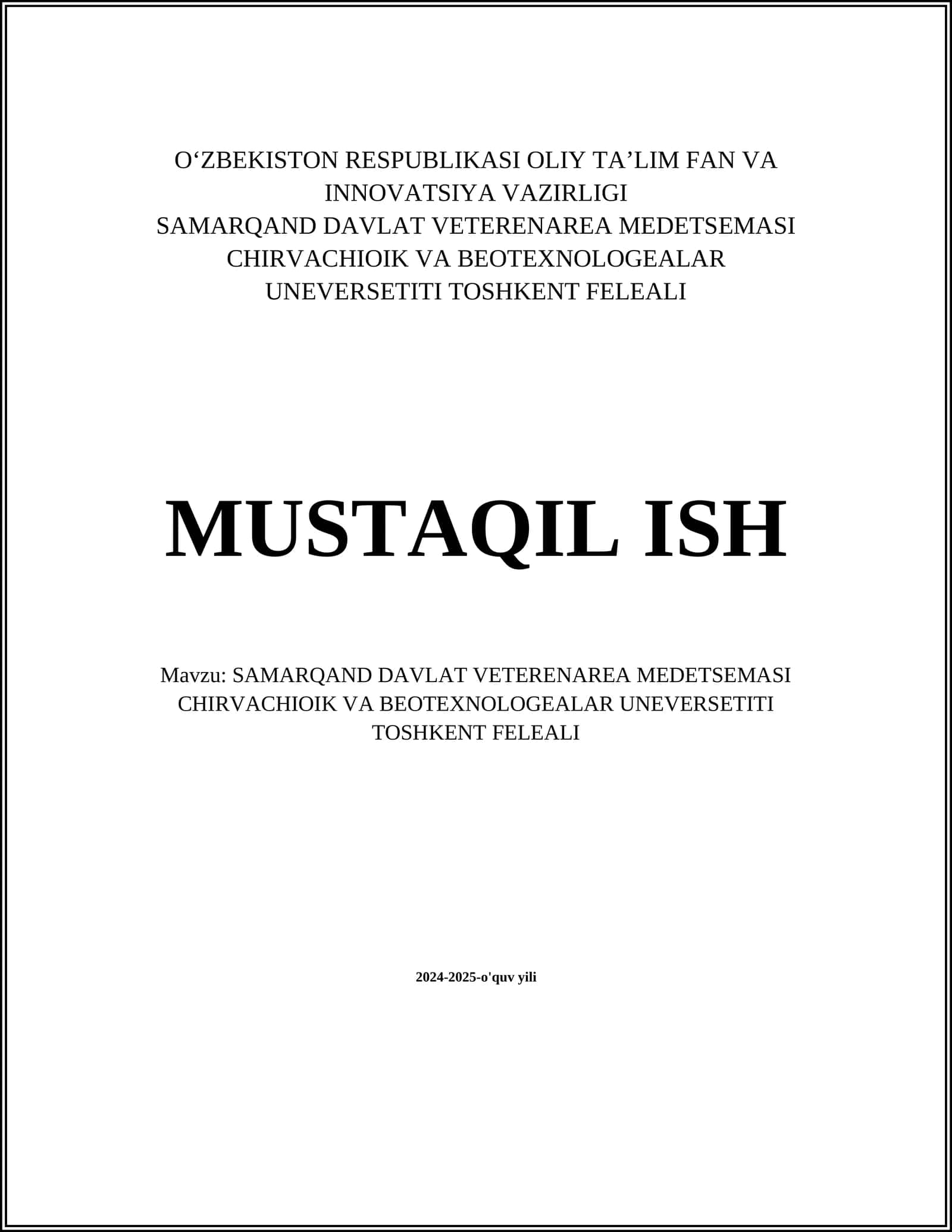 Veterinariya parazitologiyasi