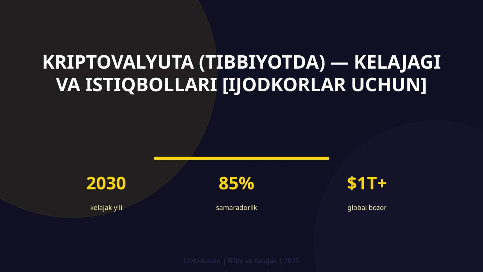 Kriptovalyuta (tibbiyotda) — kelajagi va istiqbollari [ijodkorlar uchun]