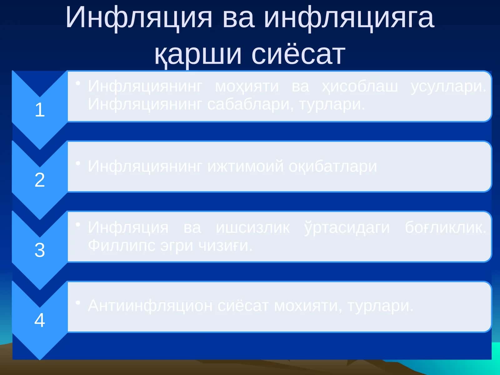 Инфляция ва инфляцияга қарши сиёсат