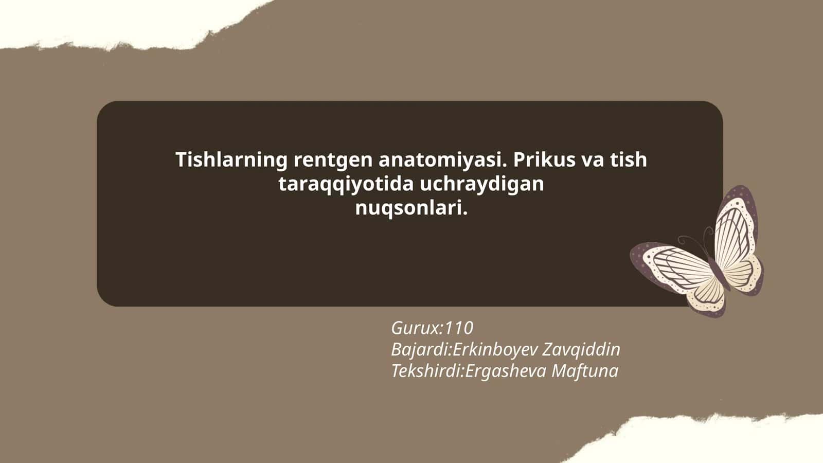 Tishlarning rentgen anatomiyasi