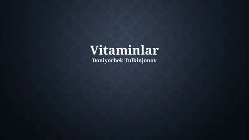 Vitaminlar