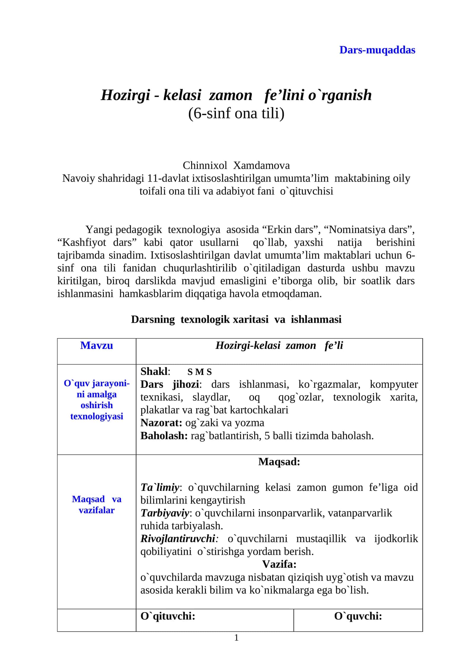 Hozirgi-kelasi zamon fe’li