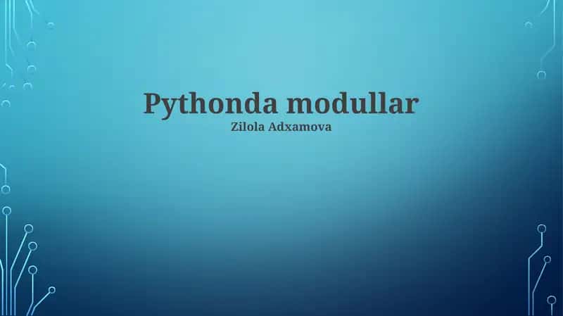Pythonda modullar