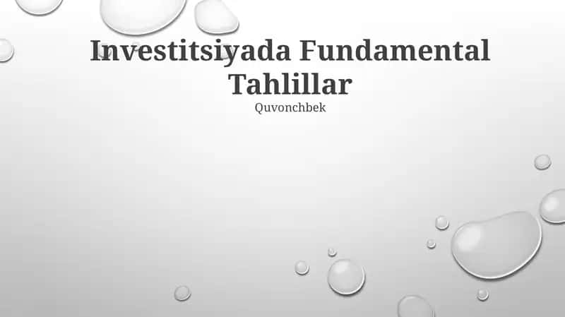 Investitsiyada Fundamental Tahlillar