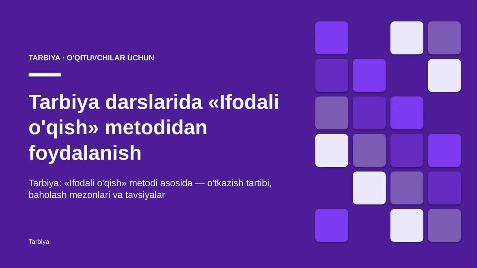 tarbiya darslarida ifodali o'qish metodidan foydalanish 4504