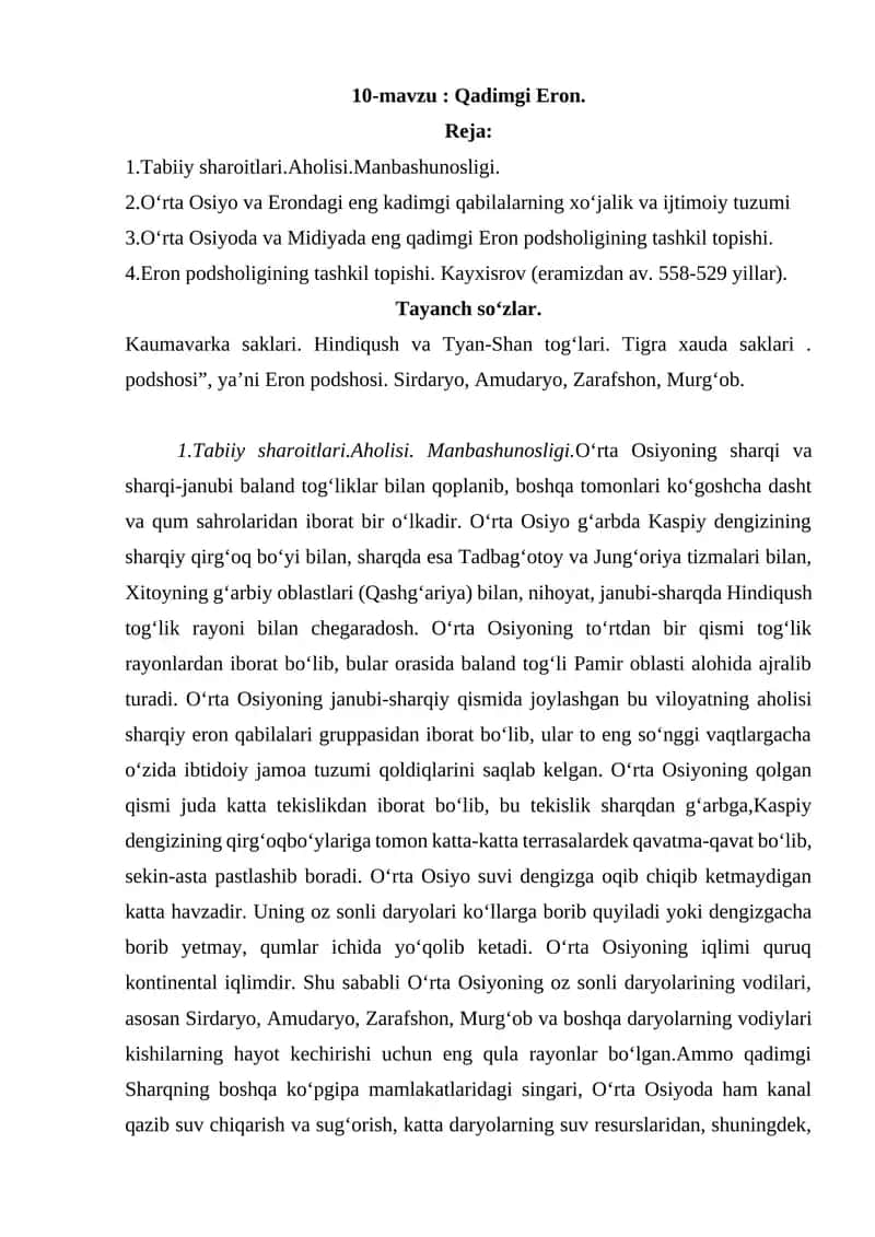 10-mavzu: Qadimgi Eron