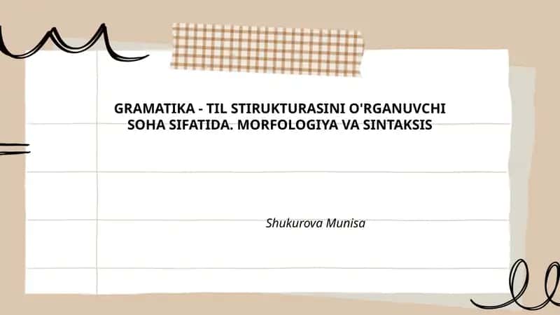 MORFOLOGIYA VA SINTAKSIS