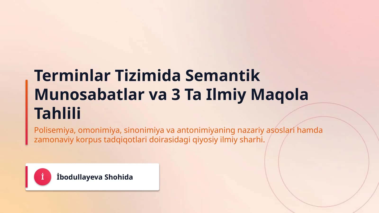 Terminlar tizimidagi polisemiya Terminologiyada omonimiya. Terminologiyada sinonimiya. Terminologiyada antonimiya. Mavzulari bo'yicha 3-ta ilmiy maqola chuqur tahlili