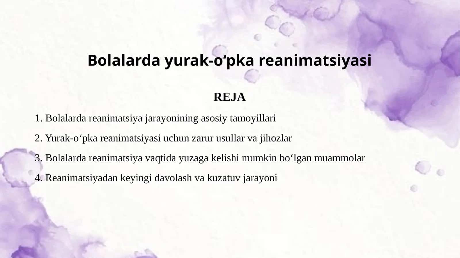 Bolalarda yurak-o’pka reanimatsiyasi