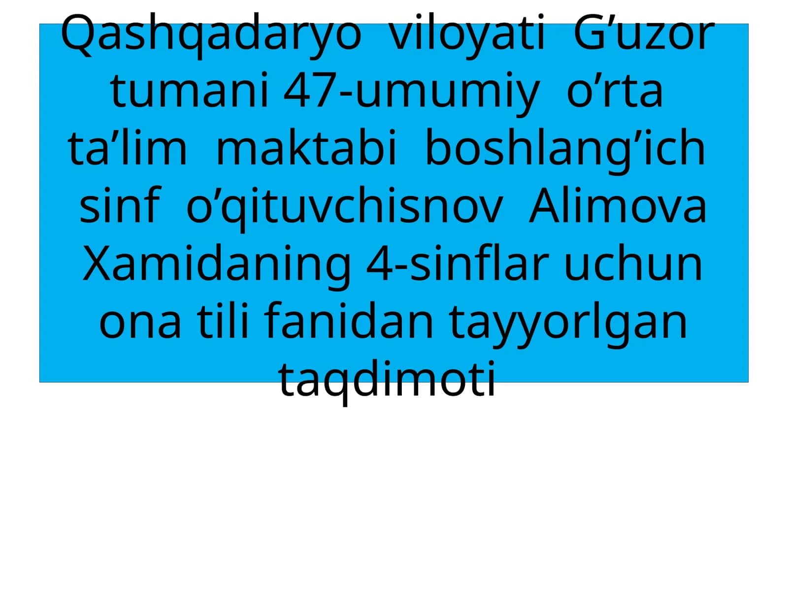 4-sinf Ona tili fanidan dars ishlanma. So'z tarkibi