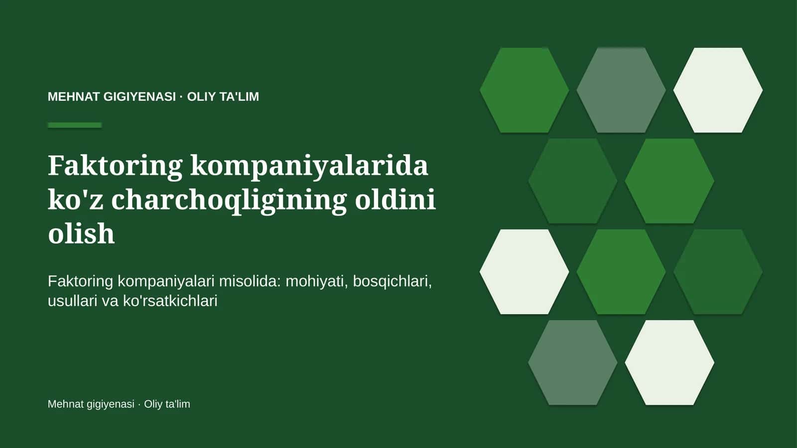 Faktoring kompaniyalarida ko'z charchoqligining oldini olish