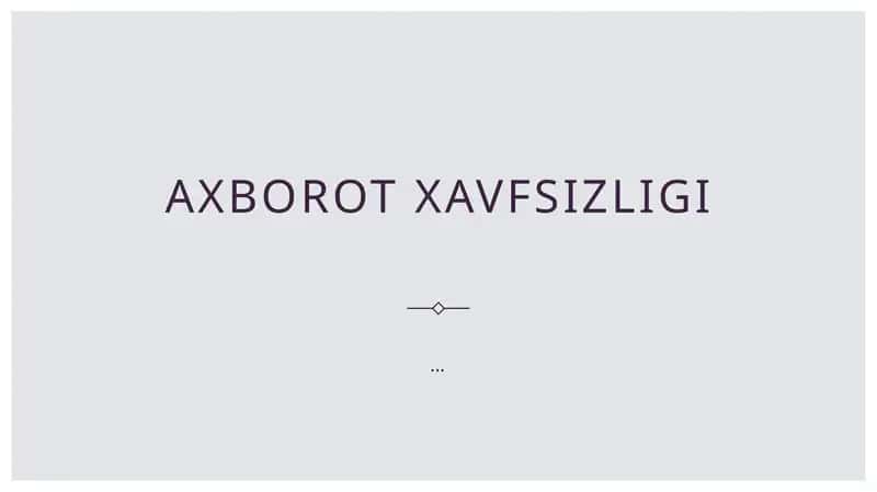Axborot xavfsizligi