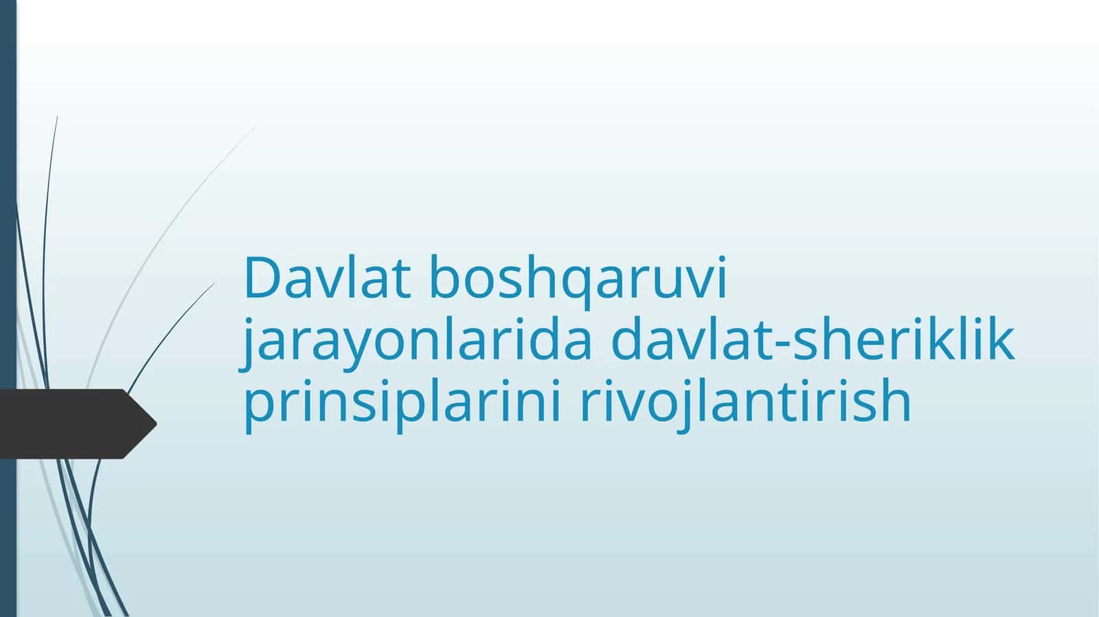 Davlat boshqaruvi jarayonlarida davlat-sheriklik prinsiplarini rivojlantirish