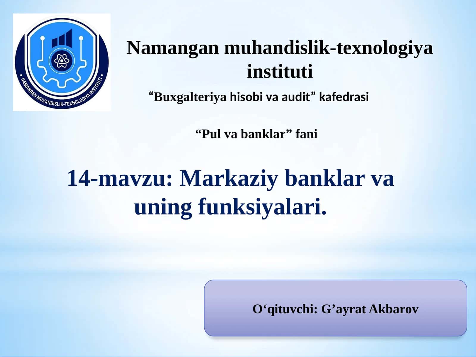 Markaziy bank va uning funksiyalari