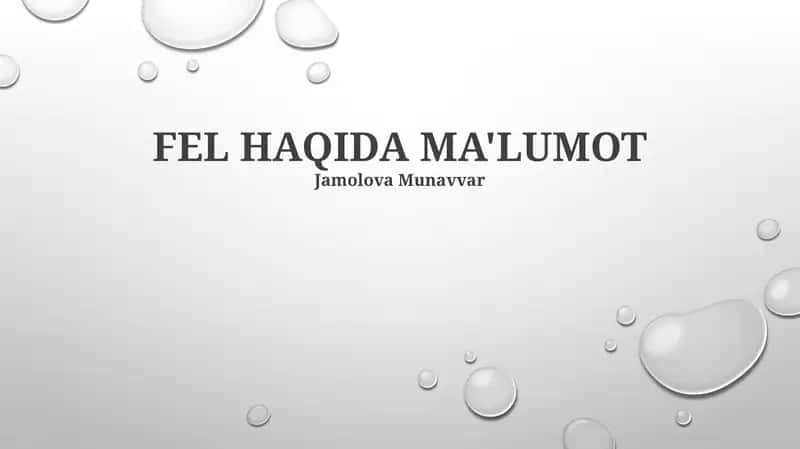 FEL HAQIDA MA'LUMOT