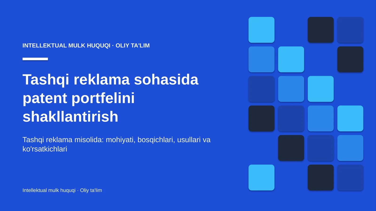 Tashqi reklama sohasida patent portfelini shakllantirish