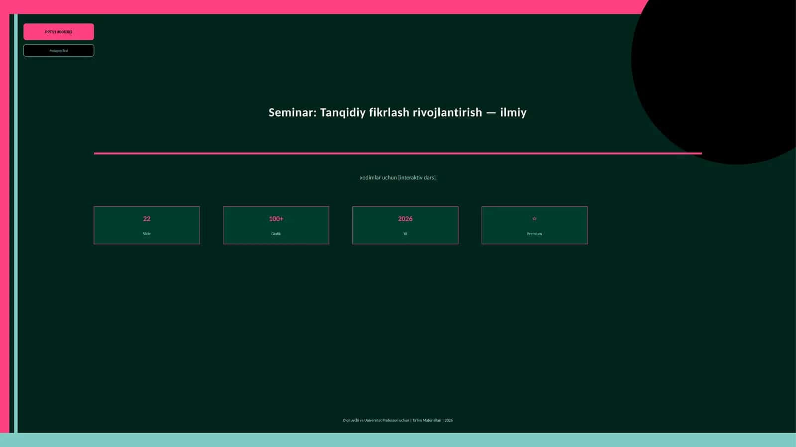 Seminar: Tanqidiy fikrlash rivojlantirish — ilmiy xodimlar uchun [interaktiv dars]