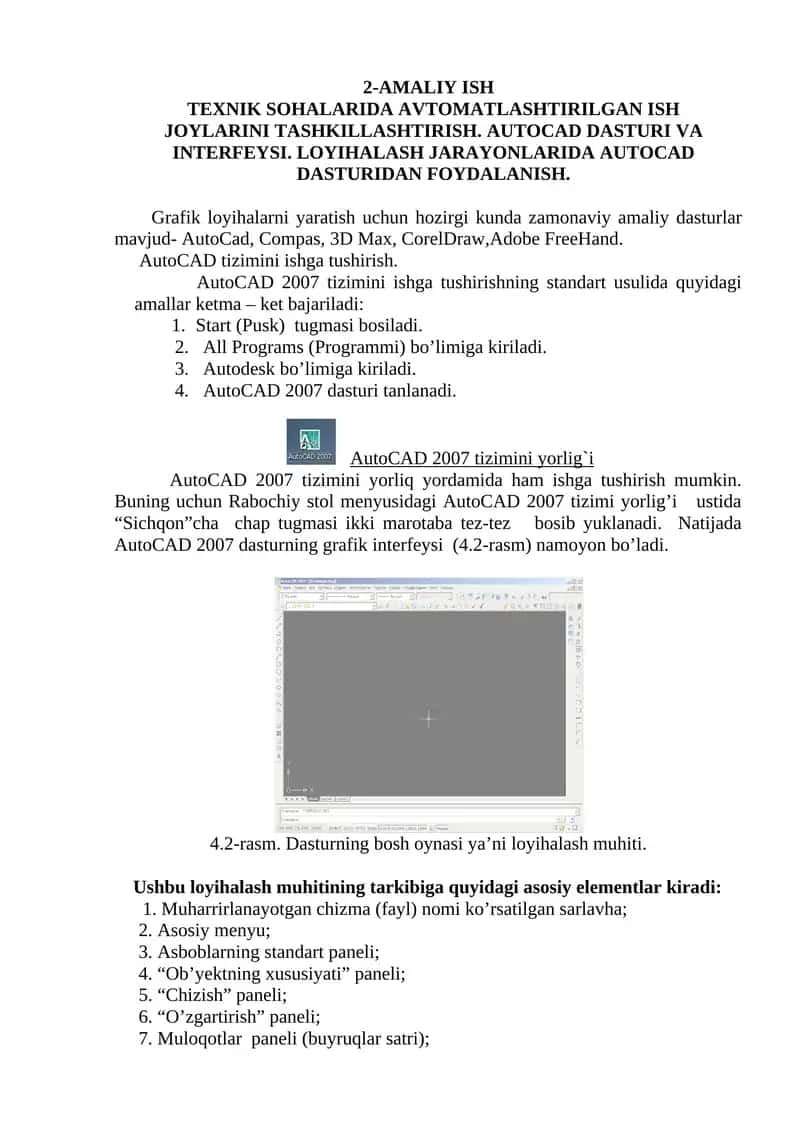 AutoCAD 2007 tizimi