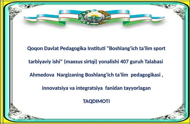Boshlang'ich ta'lim sport tarbiyaviy ishi
