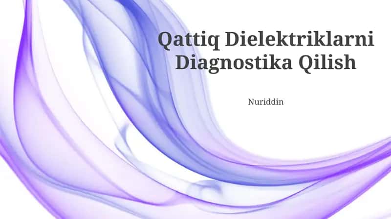 Qattiq Dielektriklarni Diagnostika Qilish