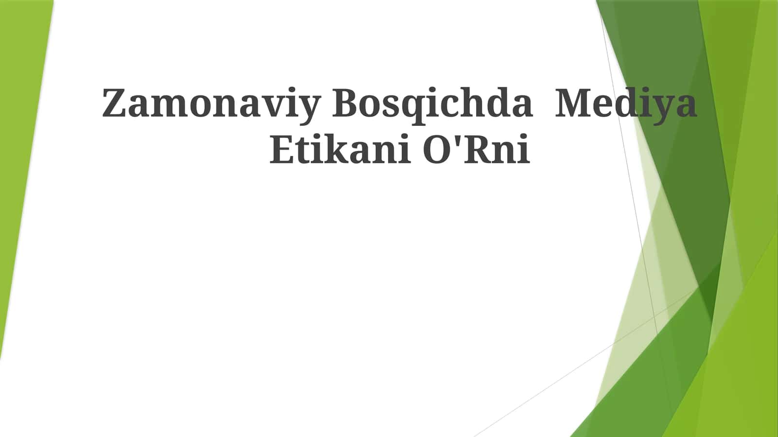 Zamonaviy Bosqichda Mediya Etikani O'Rni