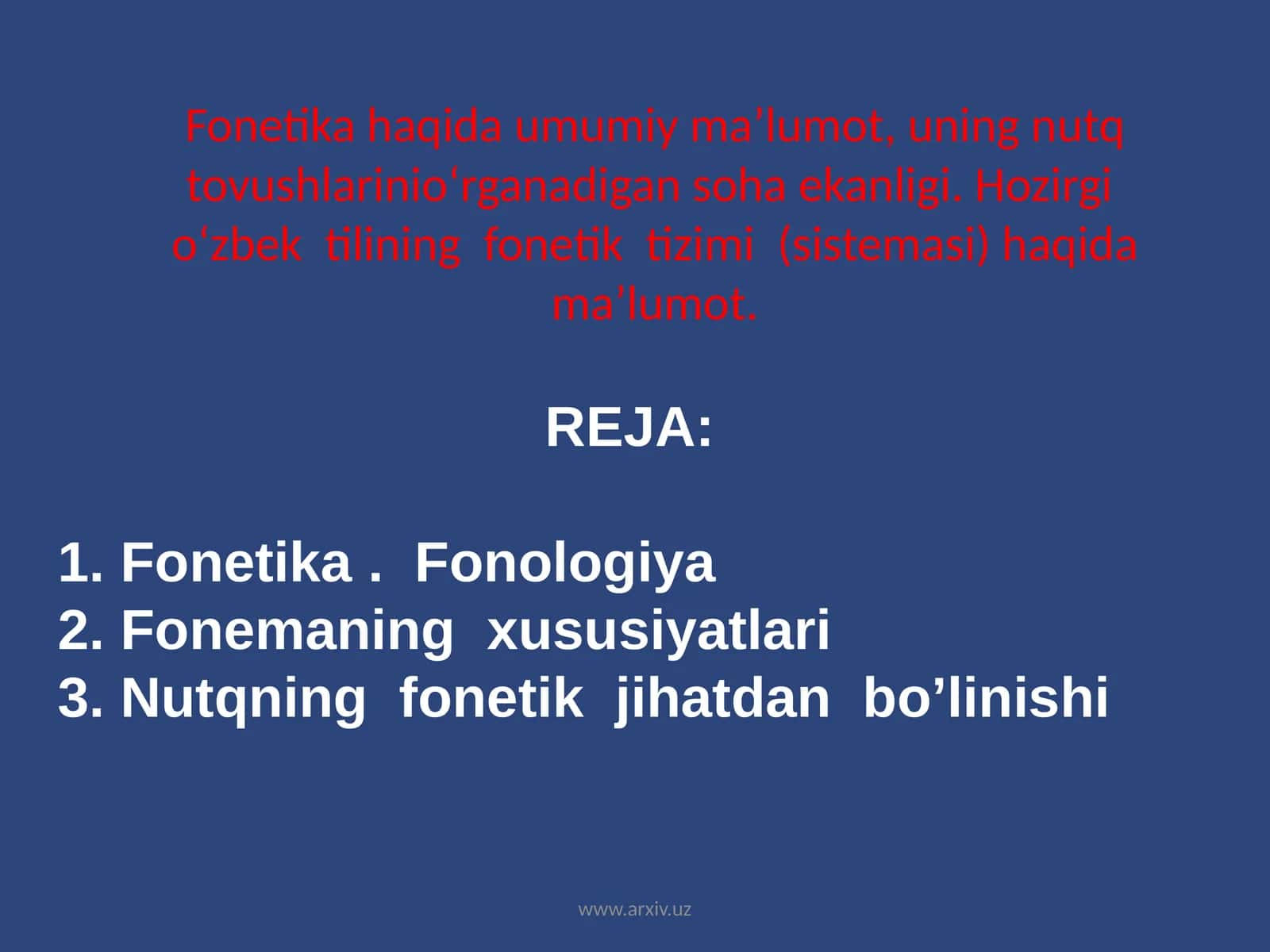 Fonetika haqida umumiy ma’lumot