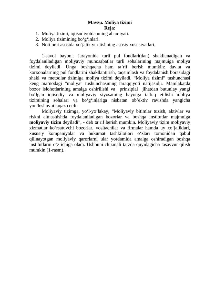 Moliya tizimi