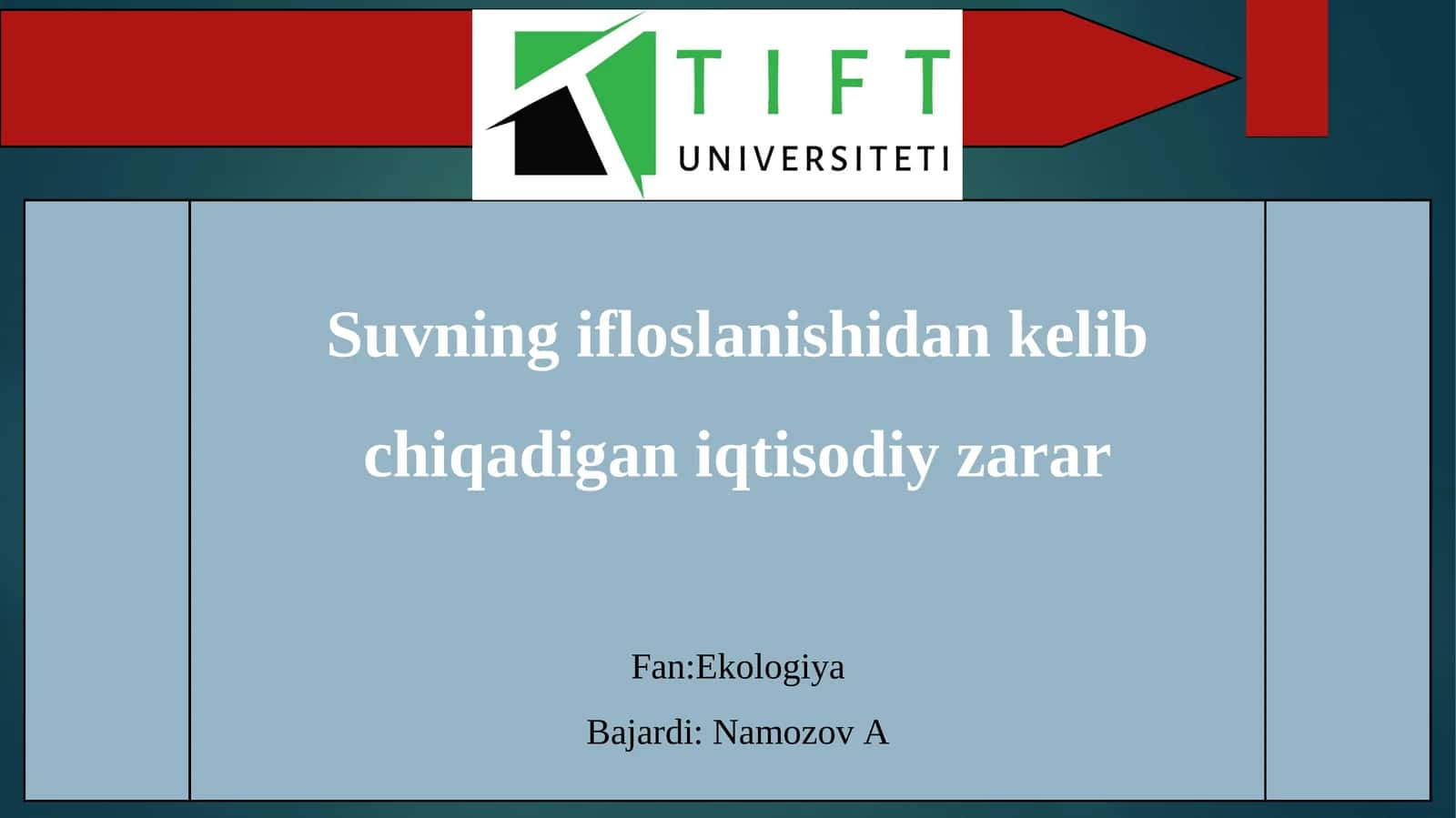 Suvning ifloslanishidan kelib chiqadigan iqtisodiy zarar.