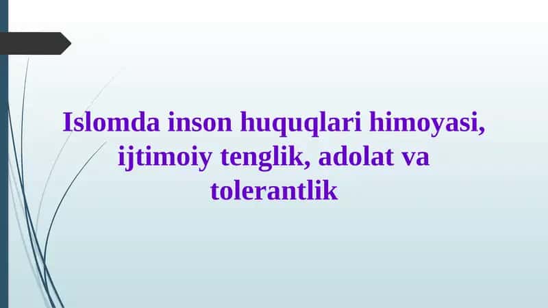 Islomda inson huquqlari himoyasi, ijtimoiy tenglik, adolat va tolerantlik