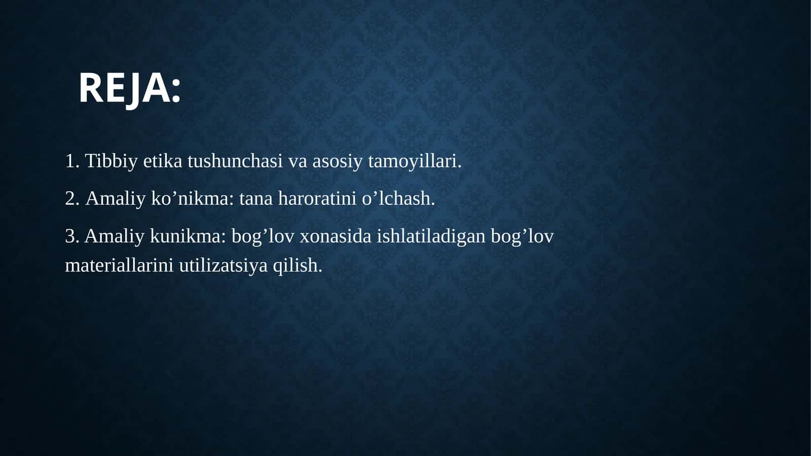 Tibbiy etika tushunchasi va asosiy tamoyillari