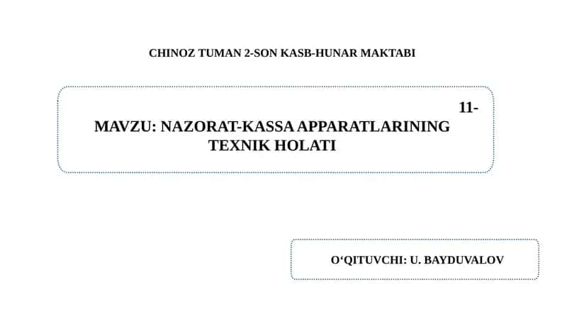 Nazorat-kassa apparatlarini texnik holati