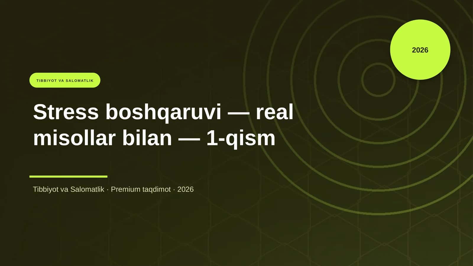 Stress boshqaruvi — real misollar bilan — 1-qism