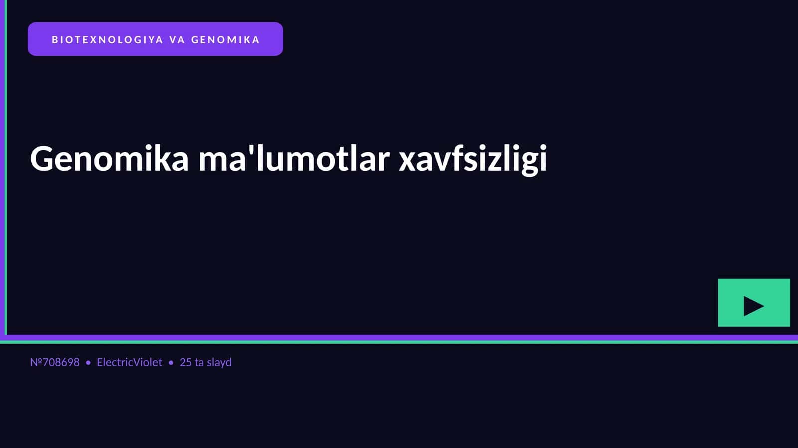 BIOTEXNOLOGIYA VA GENOMIKA