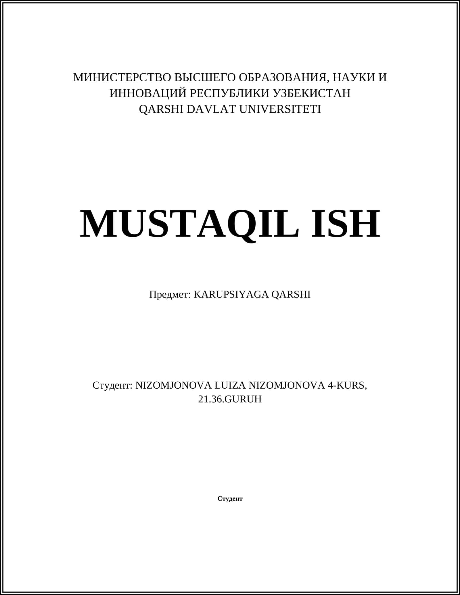 KARUPSIYAGA QARSHI