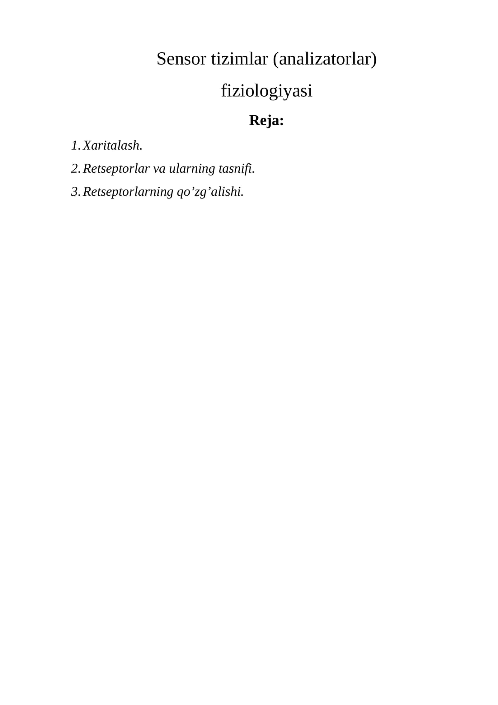 Sensor tizimlar (analizatorlar)