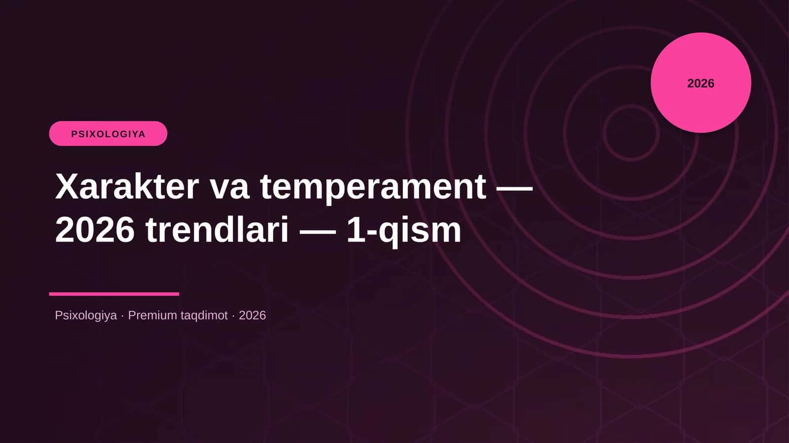 Xarakter va temperament — 2026 trendlari — 1-qism