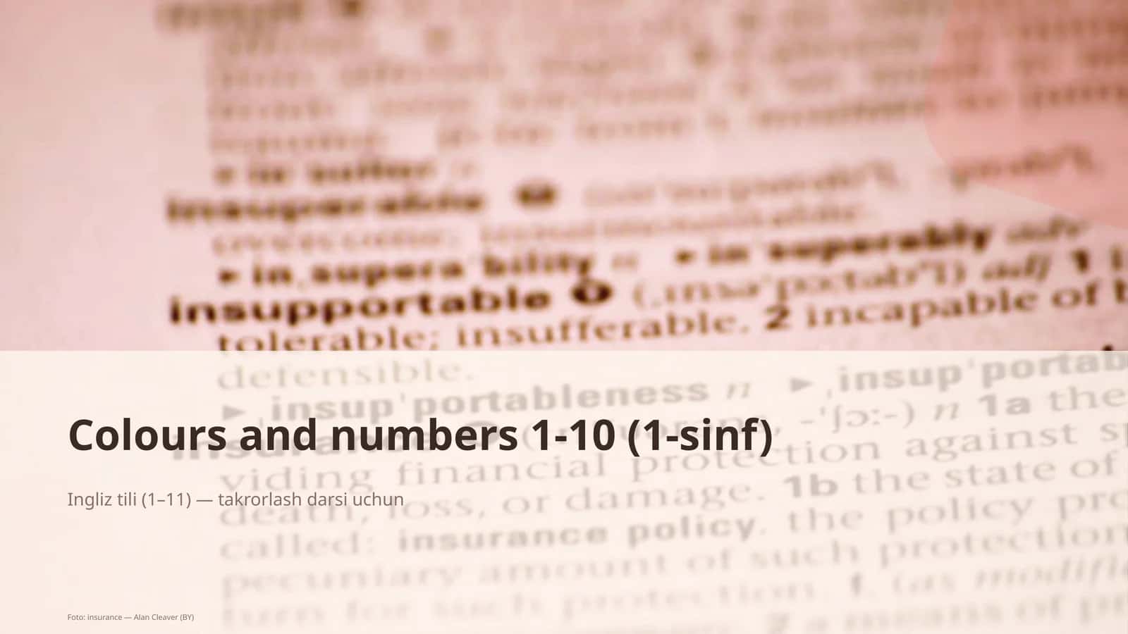Colours and numbers 1-10 (1-sinf)