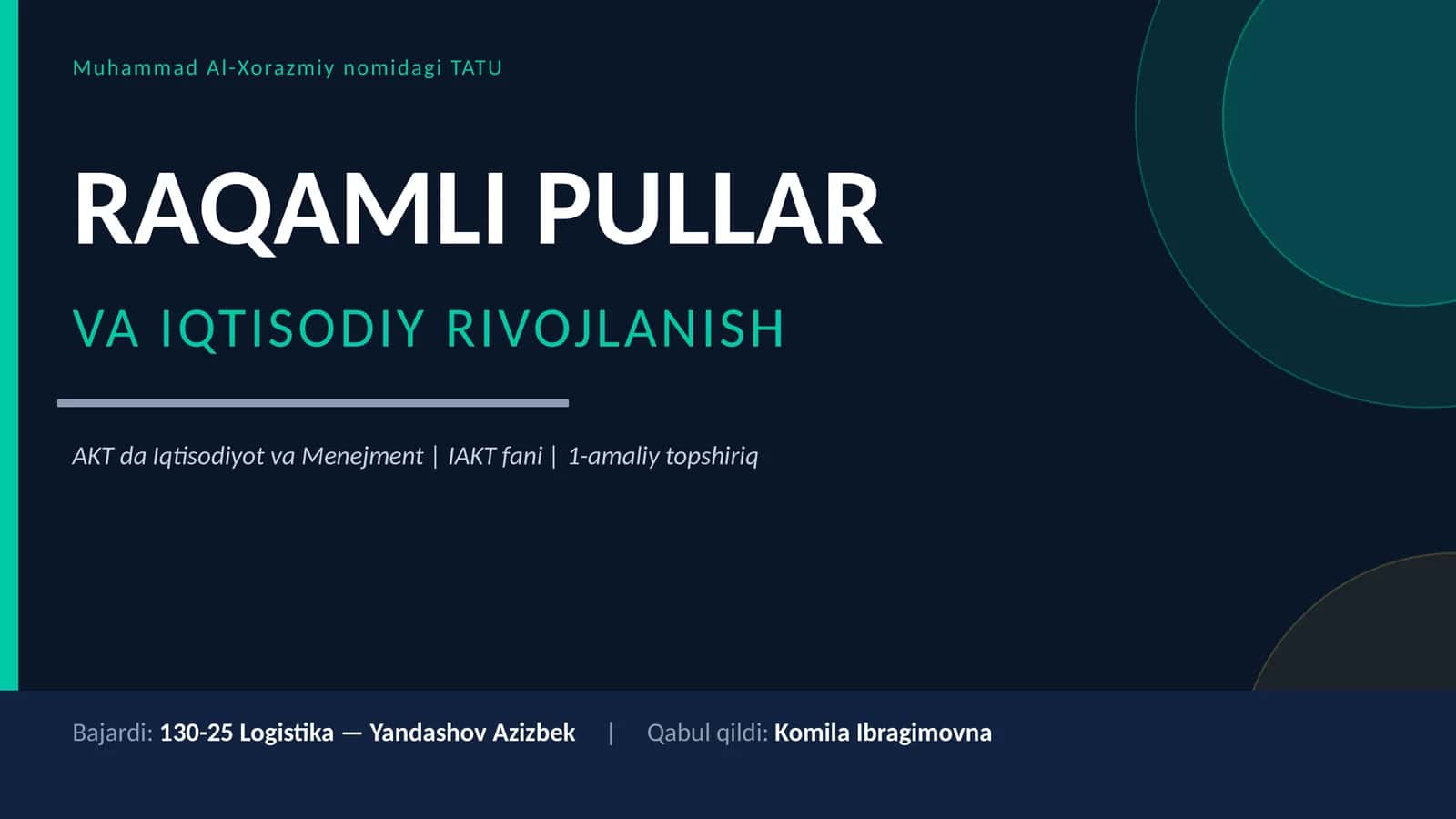 RAQAMLI PULLAR VA IQTISODIY RIVOJLANISH