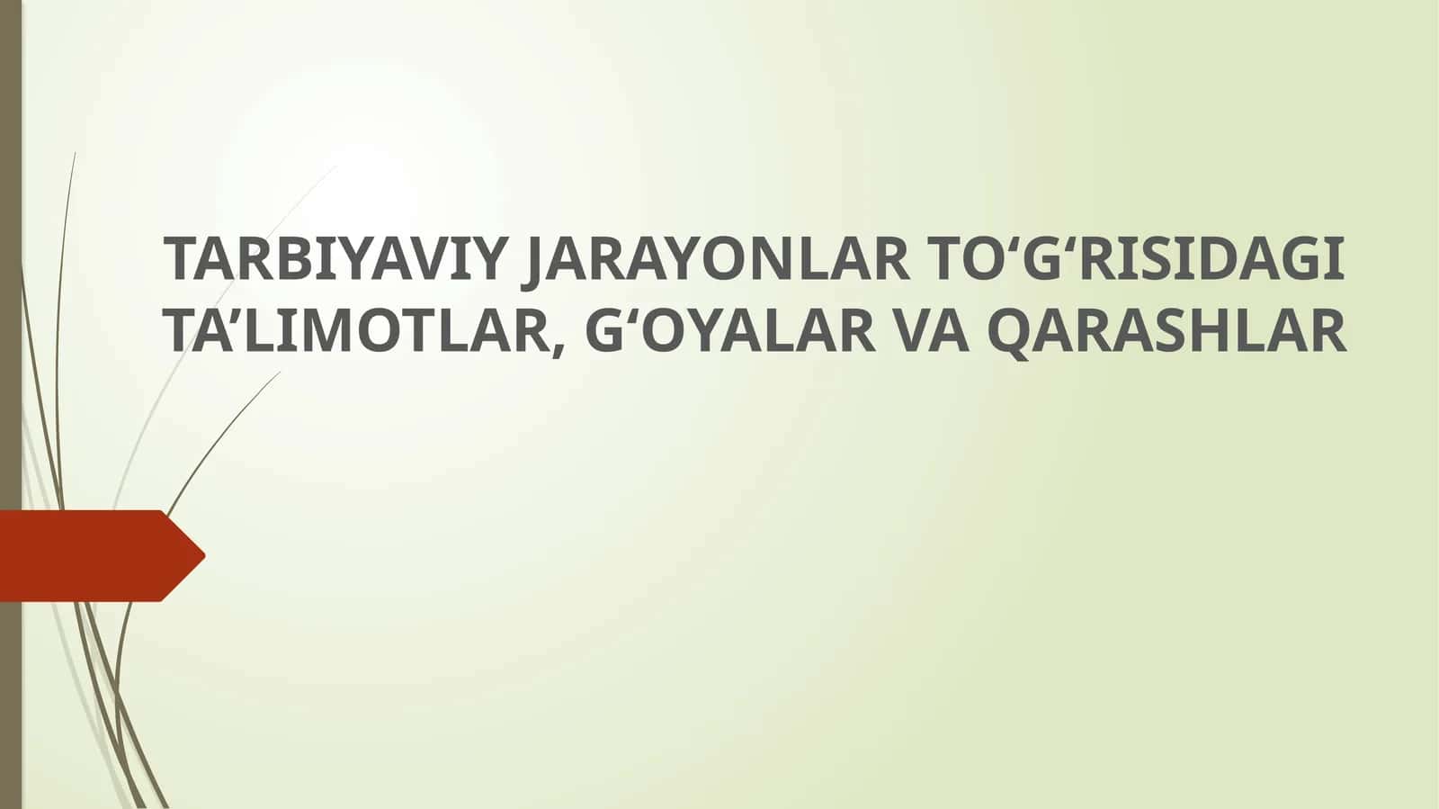TARBIYAVIY JARAYONLAR TO‘G‘RISIDAGI TA’LIMOTLAR, G‘OYALAR VA QARASHLAR